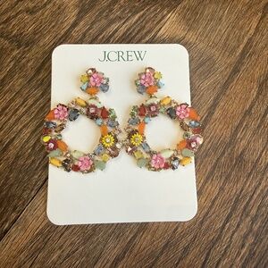 J Crew Floral Hoop Earrings